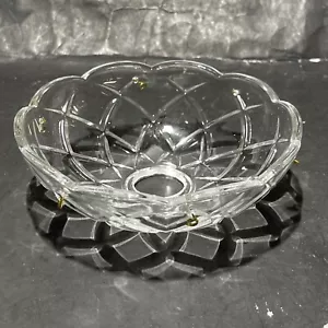 VINTAGE PRESSED 5” INCH W/ 6 BRASS PIN HOLE GLASS BOBECHE 7/8”INCH CENTER HOLE - Picture 1 of 12