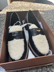 Coach Indie Black Leather / Shearling Loafers Style No. Q7798 Size 8 M - Picture 1 of 6