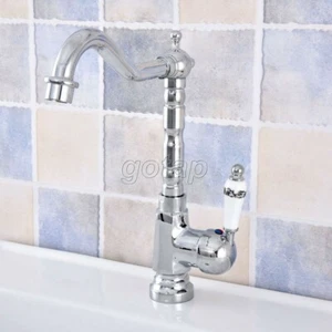 Badezimmer Wasserhahn Chrom Deck Halterung Einzelgriff & Loch Mixer Messing Waschbecken Wasserhähne - Bild 1 von 8