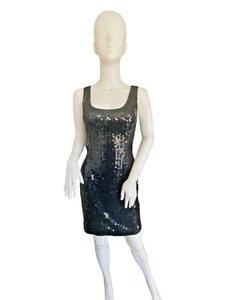 Vintage 90's Niteline Della Roufogali Women's Black Sequin Dress Size 6 - Picture 1 of 6