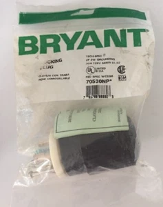 Enchufe eléctrico Bryant 70530NP enchufe de bloqueo 2P 3W conexión a tierra 30A 125V It/289 - Imagen 1 de 2
