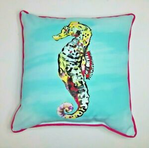 Outdoor Patio Pillow Set of 2 Vibrant Seahorse 16x16 Allen & Roth Brand New
