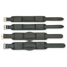 Premium cuff military bund genuine leather mens watch strap black brown pad army