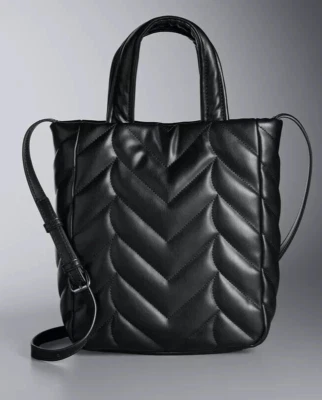 Mini Bolso de Mano Simply Vera Wang Negro Isabella Edredón Trenzado - Nuevo con Etiquetas Foto 1 de 4