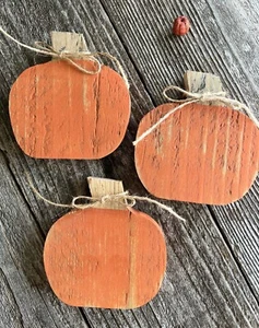 Mini PUMPKINS Tiered Tray Farmhouse Fall Thanksgiving Shelf Decor Rustic Wood - Picture 1 of 6