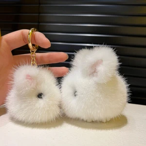 6cm/9cm Echt Nerzfell Kaninchen Hase Spielzeug Fell Ball Tasche Charm Tasche Schlüsselanhänger - Bild 1 von 11
