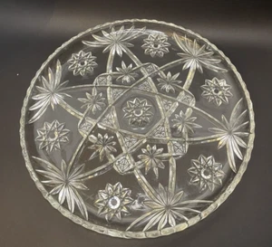 Vintage Anchor Hocking 13.5" Serving Platter Cake Plate Star of David Glass - Picture 1 of 2