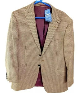 M&S Luxury Collection Blazer Jacket Moon Brown Beige Check Wool Mix Mens 42L - Imagen 1 de 7