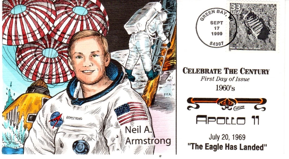 Celebrate the Century (1960's) Man Walks the Moon FDC by Collins - Image 1 of 1