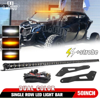 Roof Amber/White Strobe 50" LED Light Bar Mount Wire For Can Am Maverick X3 MAX - Image 1 of 4
