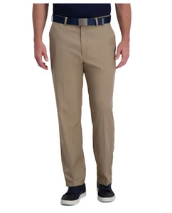 Men's Haggar Cool Right Performance Flex Wrinkle Free Classic Fit Pants - Khaki - Picture 1 of 7