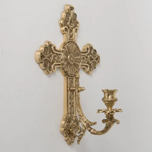 Solid Brass Ornate Wall Mount Consecration Candle Holder (#273) Church Chapel - Picture 1 of 12