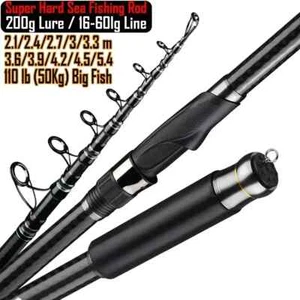 Sea Fishing Rod 36T Carbon Fiber Fishing Spinning Rod Super Hard Telescopic Rod - Picture 1 of 13