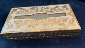 Vintage Italian Florentine Gold Wooden Tissue Box Cover, Italy - Picture 1 of 9