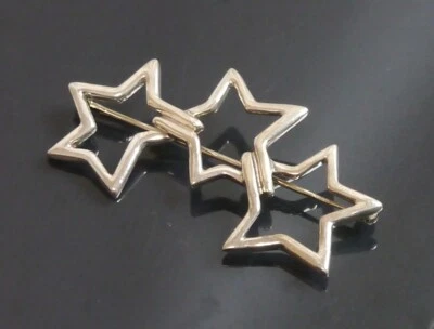 Autentica spilla Tiffany & Co. tripla stella argento sterling #475 - Immagine 1 di 4