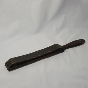 Leather Single Sided Barber Strop Wooden Handle Straight Razor Shapener - Picture 1 of 4