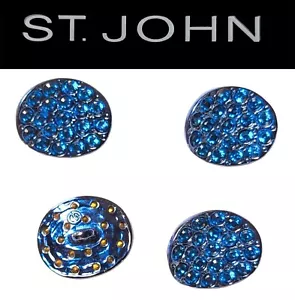 St John Knits (0.6 Inch) Cobalt Blue With Cobalt Blue Crystal Oval Buttons - Picture 1 of 1