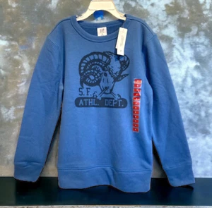 Gap Kids Size 8 Medium Ram Athletic Sweatshirt Blue Long Sleeve NWT - Picture 1 of 1