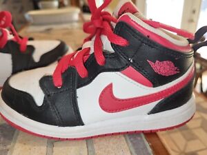 Nike Air Jordan Retro 1 Mid Black Fire Red Toddler Baby Child  640735-016 US 9C