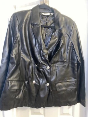 Blazer CANDACE CAMERON BURE Reg imitación cuero NEGRO talla MEDIANO Foto 1 de 2