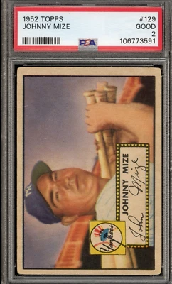 1952 Topps #129 Johnny Mize - PSA GOOD 2 - New York Yankees - VSCARDS - Image 1 of 2