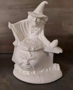 Ceramic Bisque Ready to Paint Halloween Witch Pumkin Incense Light 6.5x8 - Picture 1 of 6