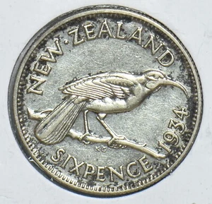 New Zealand 1934 6 Pence Huia bird 298645 combine shipping - Picture 1 of 2