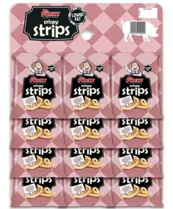 Mr Porky Crispy Pork Strips Kneipenkarte 12 x 20 g Päckchen frischer Vorrat - Bild 1 von 1