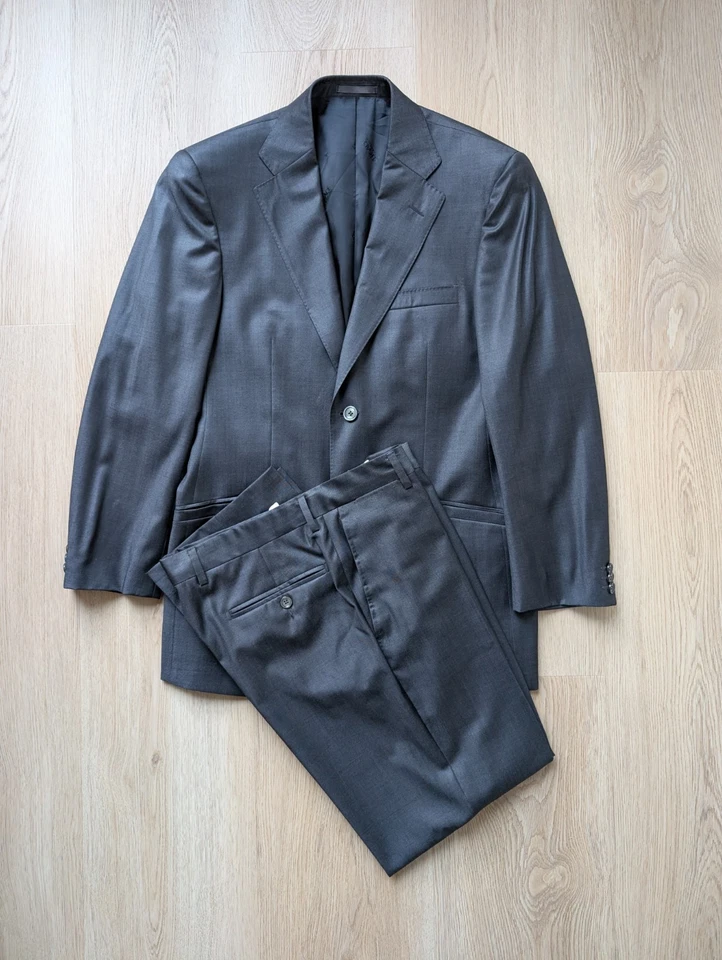 Versace Collection Super 100's Wool Grey Suit Two Button Men's 46 C By ZEGNA - Image 1 of 4