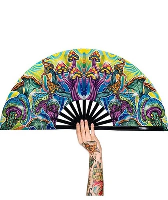 13" Large Rave Fan Bamboo, Folding Clack Hand Fans Foldable for Men Women. - Image 1 of 4