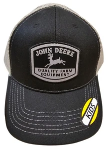 Cappello John Deere Quality Farm Equipment Bambini Taglia Unica Maglia Regolabile Nero/Grigio Nuovo con etichette - Foto 1 di 6