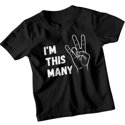 Im This Many Two Fingers 2nd Birthday Kids T-Shirt Fun Age Tee - Image 1 of 4