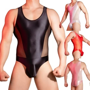 Herren Sexy Einfarbig Eng Ärmellos Elastisch Tanga Overall Sport Body - Bild 1 von 43