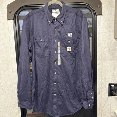 Nuevo con etiquetas Lote de 2 Camisa/Chaqueta Carharrt FR Manga Larga Azul Marino Absorbe Humedad Med Foto 1 de 4