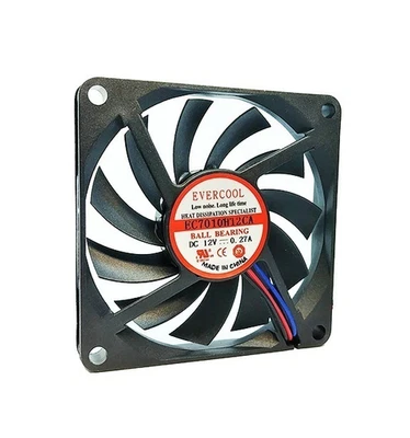 EverCool EC7010H12CA 70x70x10mm High Speed Ball Bearing Slim Computer Fan 3-Pin - Image 1 of 2