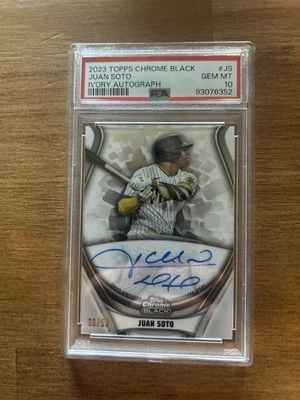 2023 Topps Chrome Black - Ivory Auto Juan Soto Gold Trim Refractor /25 PSA 10 - Image 1 of 2