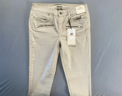 Calvin Klein 'Legging' 弹力缎质摩托牛仔裤香草冰色。 女式 28 码,全新带标签 — 第 1/4 张图片