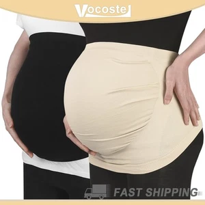 2 Pcs Women Maternity Belly Band Pregnant Support Belly Band Black/Beige Size XL - Picture 1 of 8