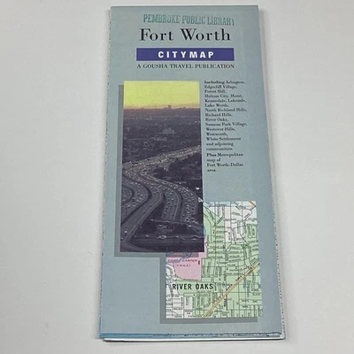 H.M. Gousha Fort Worth City Map Folded Travel Map - Imagen 1 de 2