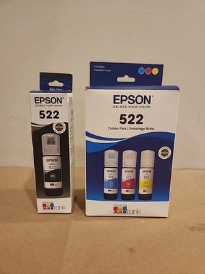 Genuine Epson 522 Ink Bottles 4 Pack EcoTank ET-2800 ET-4700 ET-4800 Exp 03/27 - Image 1 of 3