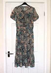 Tu Woman Navy, Teal, Turquoise Paisley Dress Size 10 Petite - Picture 1 of 5