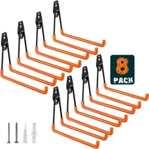 Heavy Duty Garage Hooks 8 Pack, 7.7 inch U Shaped Long Hanger, Wall Mounted S... - Foto 1 di 7