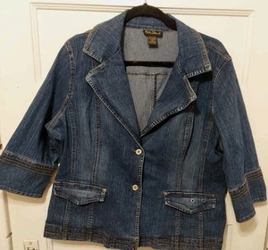 Ashley Stewart Women's Size 18W Blue Denim Button Up Jacket - Picture 1 of 12