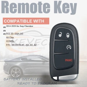 for Jeep Cherokee 2014 2015 2016 2017 2018 2019 2020 Remote Key Fob GQ4-54T 4A - Picture 1 of 9