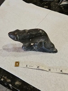 Vintage Inuit Soapstone Carving of Animal Beaver ? Eskimo Art Signed Lucy - Picture 1 of 10