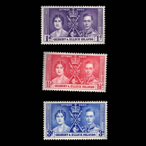 Gilbert and Ellice Islands, Scott 37-39, Coronation Issue, 1937, MH Cover