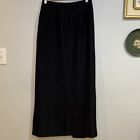 Vintage Womens Black Long Skirt 9/10 Elastic Back Waist Back Slit
