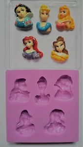 DISNEY PRINCESS SET 002 SILICONE MOULD FOR CAKE TOPPERS, CHOCOLATE, CLAY ETC - Picture 1 of 1