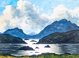 Original Irish Art 11x8 inch Acrylic Painting Lakes of Killarney by Gerry Dillon - Picture 1 of 9
