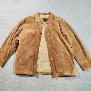 St Johns Bay Lederjacke Herren Extra Large Braun Knopfleiste Sherpa Gefüttert Freizeit - Bild 1 von 24